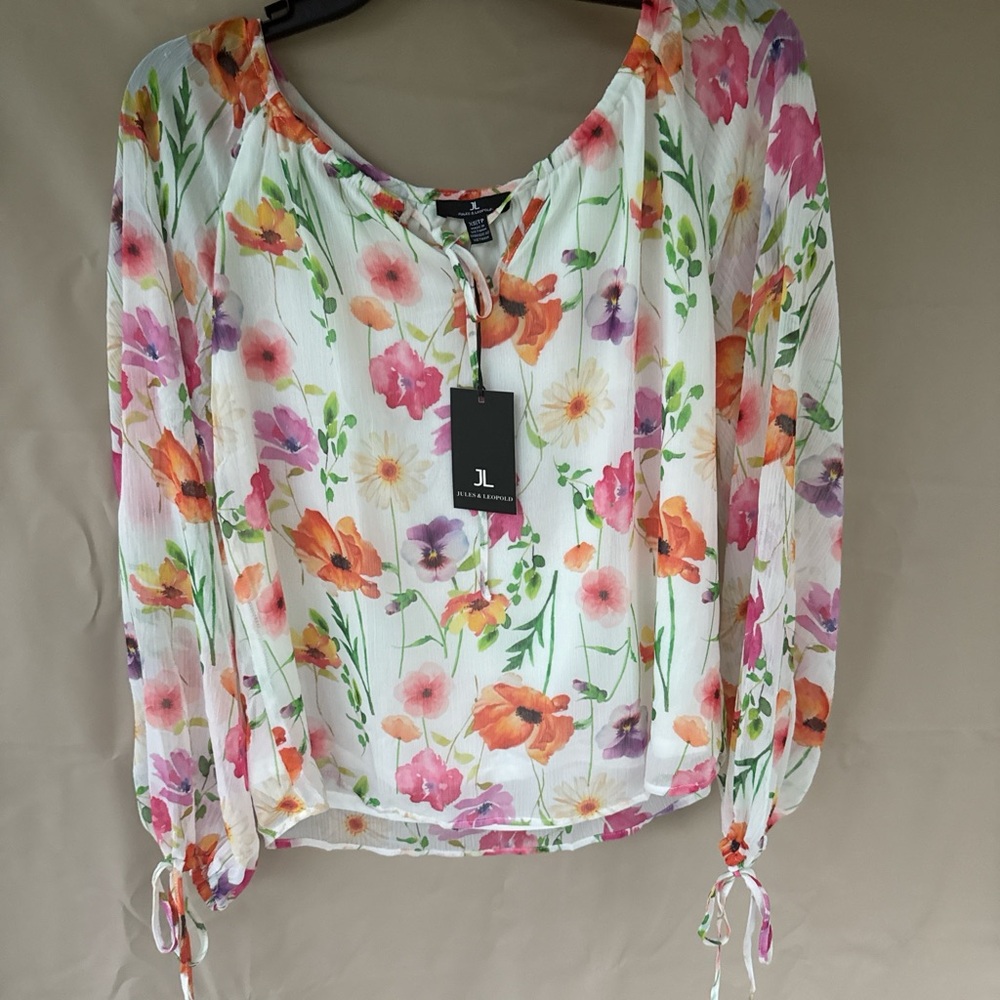 Jules & Leopold White Floral Long-Sleeve  Top